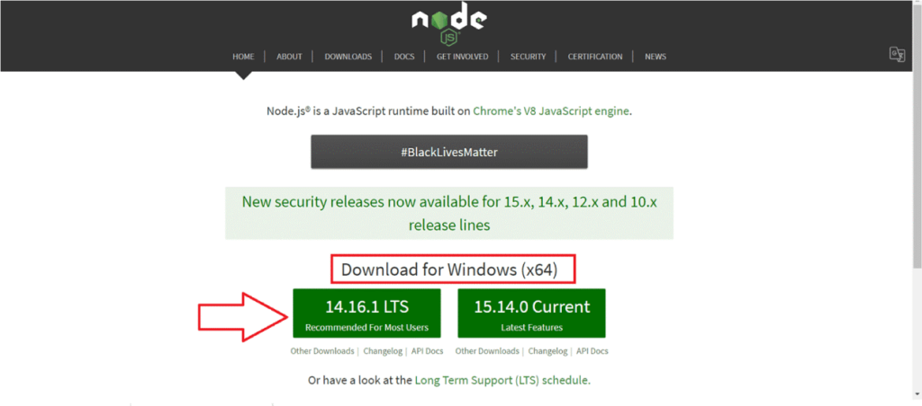 Install Node js 64 bit Version